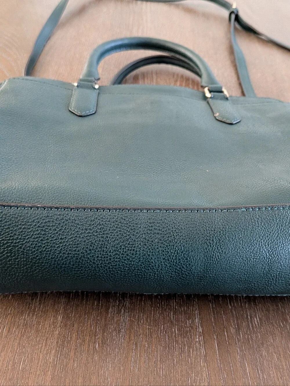 Karl Lagerfeld Green Leather Satchel with Shoulder Strap